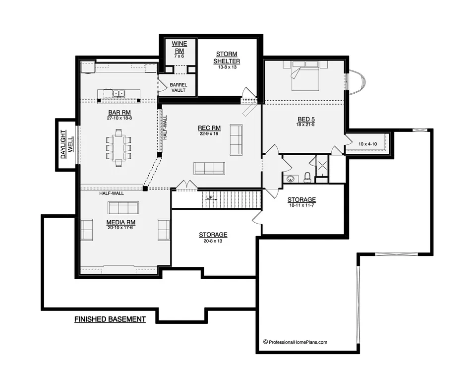 The Beringer II optional basement floor plan